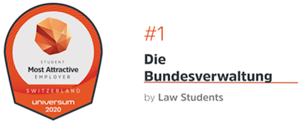 Label "Bundesverwaltung bester Arbeitgeber für Rechtswissenschaftsstudierende"